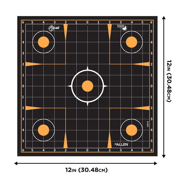 EZ Aim Splash Reactive Adhesive Paper Shooting Targets 12" Square - 10/Pack