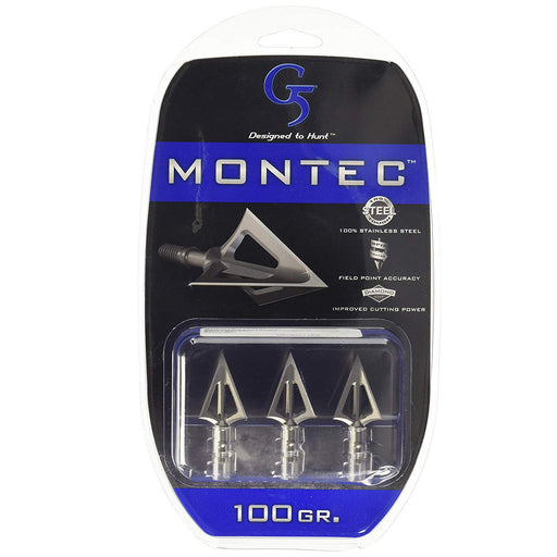 G5 Montec 100% Stainless Steel Fixed Broadheads Broadhead 3/pack 100G- Open Box
