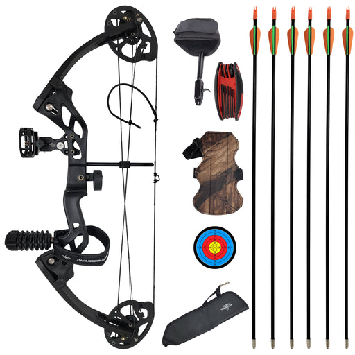 SAS Hero Junior Kid Youth Compound Bow Package 10-29 LBS Black LH - Used