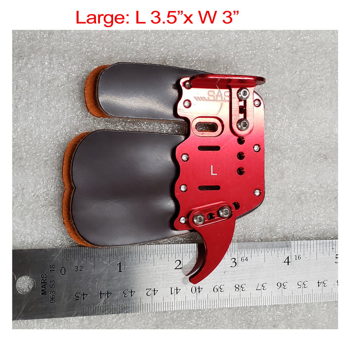 SAS Elite Aluminum Suede Leather Finger Tab Large Red - Open Box