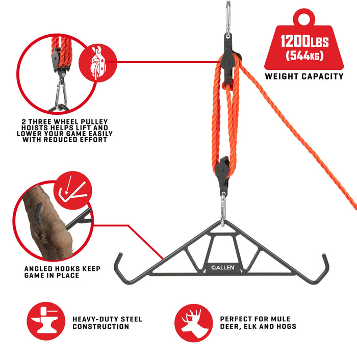 Allen Company Heavy-Duty Gambrel & Hoist Holds up to 1,200 lbs. - Steel