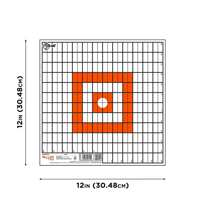 Allen Company Ez-Aim 12" x 12" inch" Paper Grid Target - 12 Targets per Pack