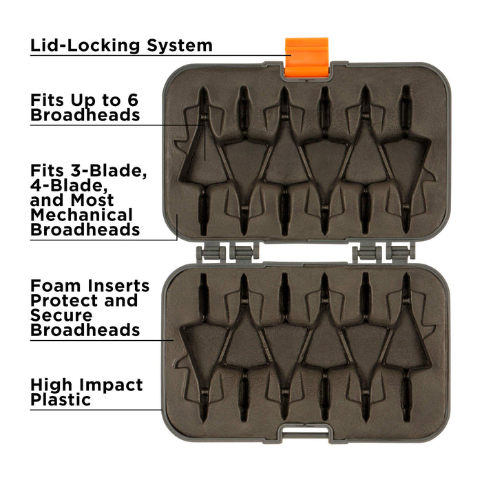 Allen Company Titan Broadhead Box & Caddy Holds 6 Broadheads - Gray/Orange