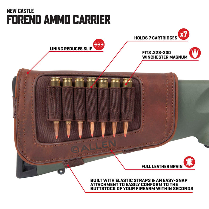 Allen Company New Castle Leather Buttstock Cartridge Carrier - Brown