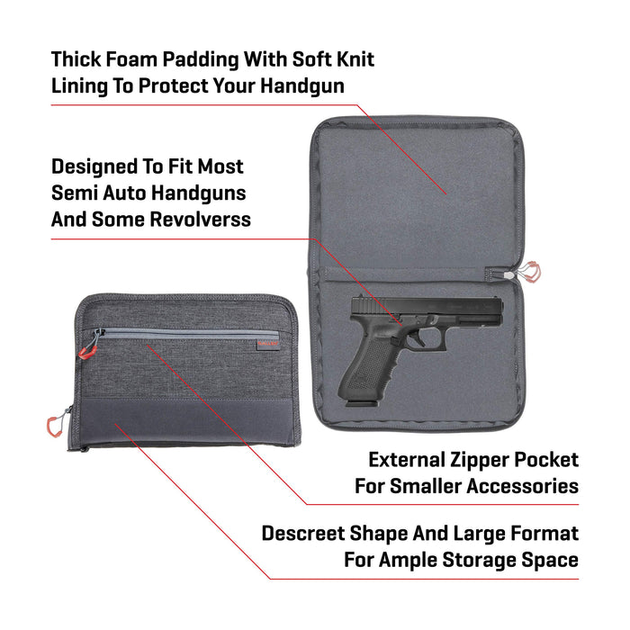 Allen Company 11" Auto-Fit 2.0 Deluxe Handgun Case - Gray/Red