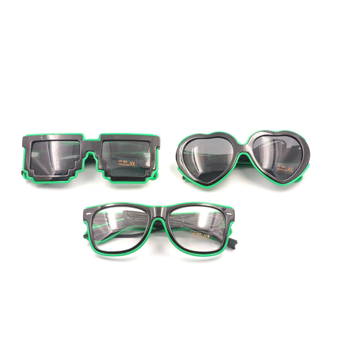 Luminous Glasses for Party Glow at Night Concert Cold Light Disco EDC - 3/Pack