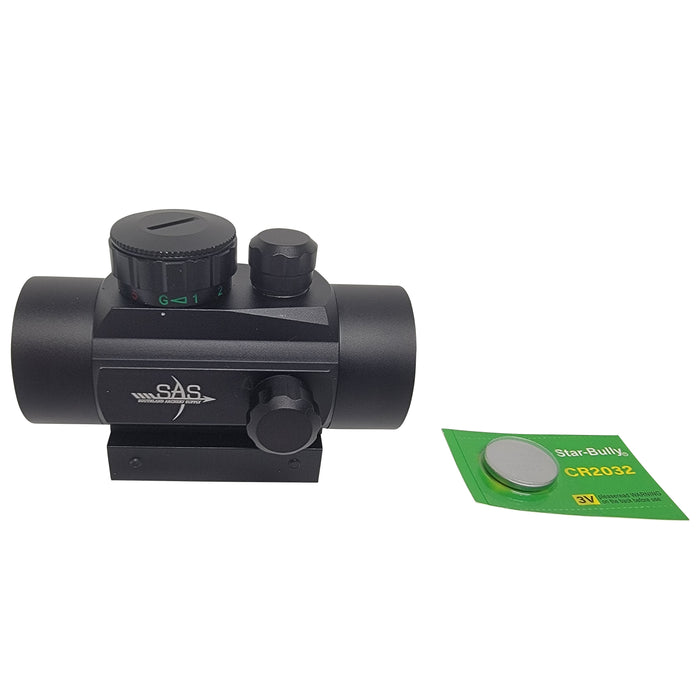 SAS 1x30mm Red/Green Crossbow Scope Sight w/ Switchable 3/8" and 7/8" Mount Rail