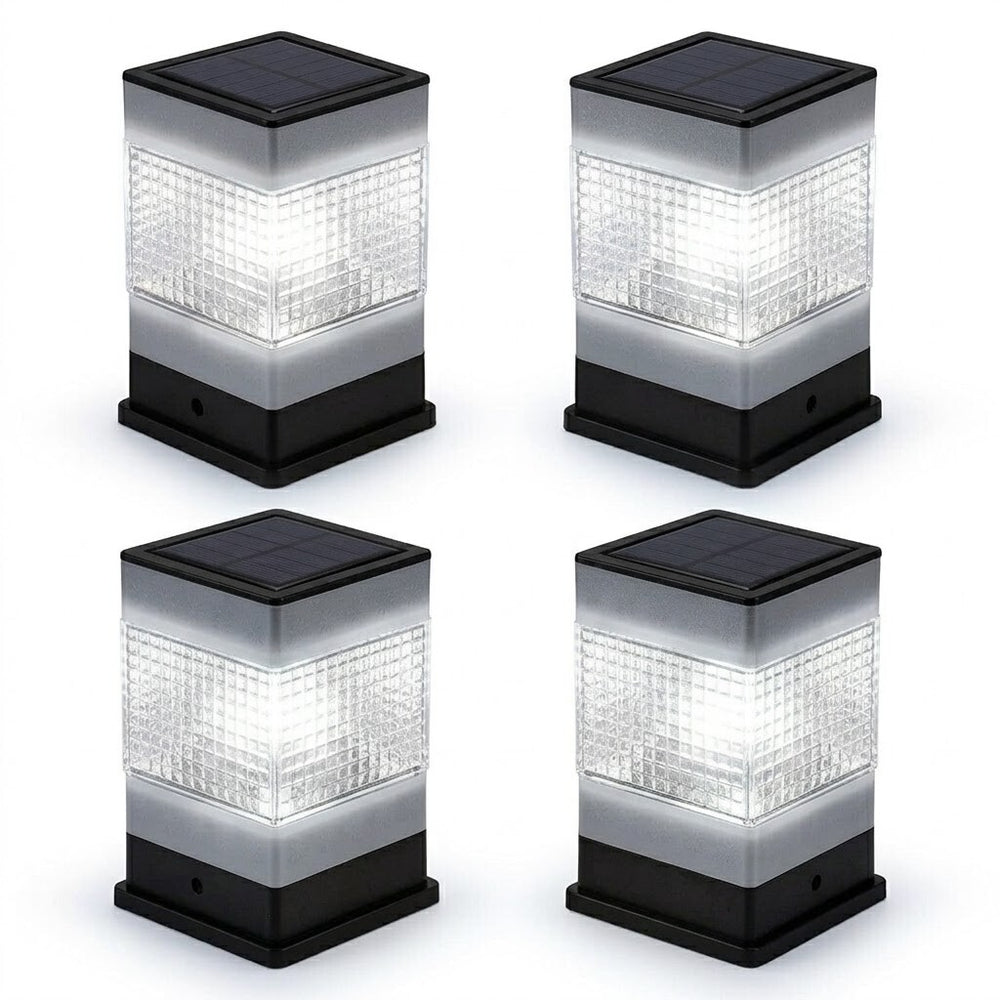 Solar Powered Square Outdoor Garden Pathway Deck Dock Patio Fence Light - 4/Pack