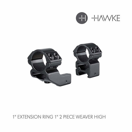 Hawke Extension 1" Weaver High Riflescope Ring Mounts with 1"/2" Extension