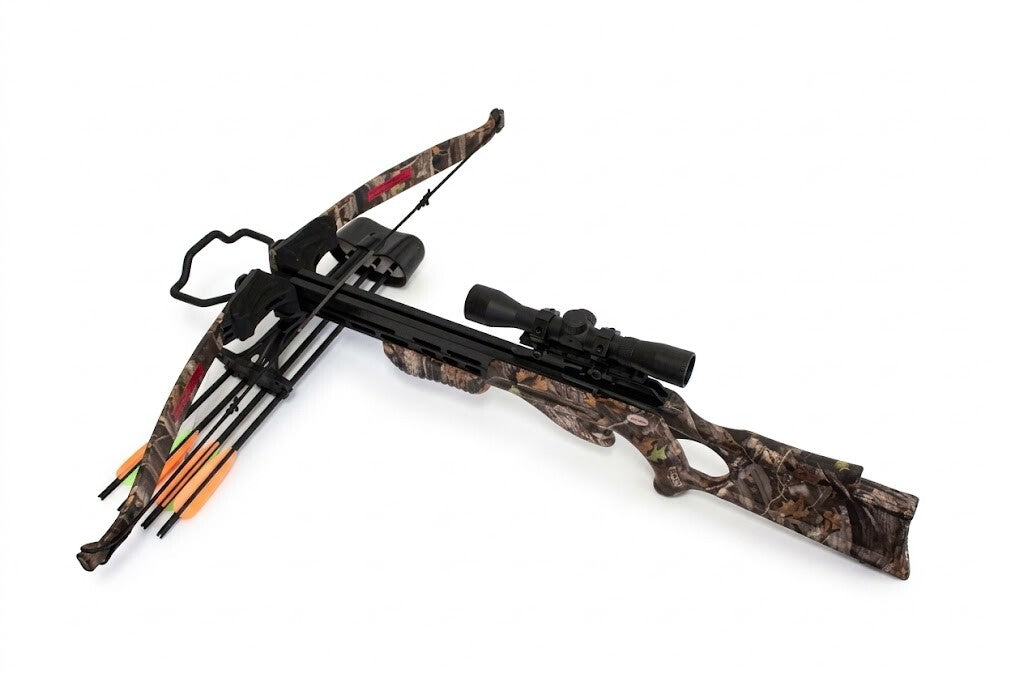 SAS 175lbs G1 Camo Recurve Hunting Crossbow 4x32 Scope Package
