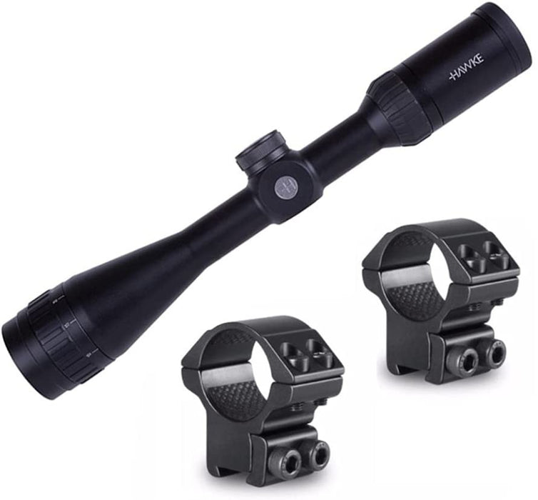 Hawke Airmax EV 4-12x40AO AMX Riflescope and Mounting Rings Set - Black