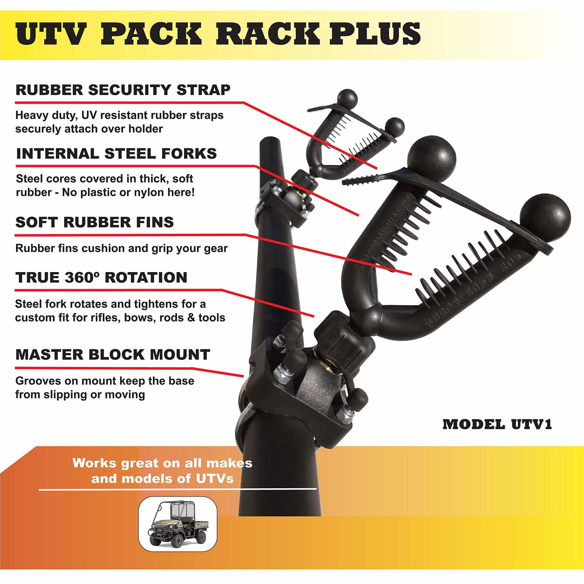 Pack Rack Plus Single Pack Rack Plus UTV Roll Bar - UTV Gun & Bow Rack - Model UTV1 ...