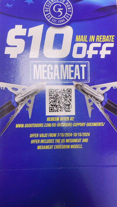 G5 Megameat Broadhead 3 Blade 2" Cutting Diameter 100/125 Grain - 3/Pack