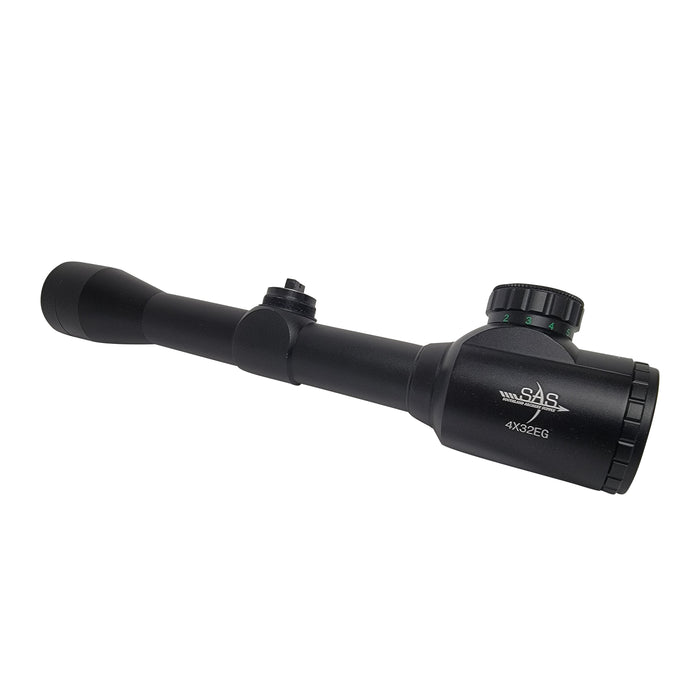 SAS Hunting 4x32 Illuminated Scope with Weaver Rings for Rifle Crossbow EG