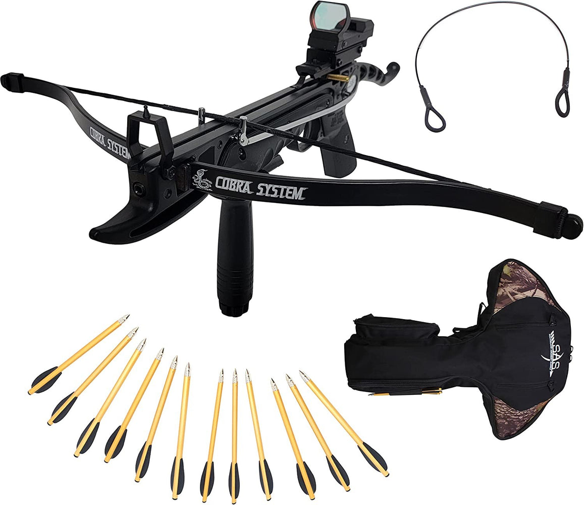 SAS Prophecy 80Lbs Self-Cocking Pistol Crossbow w/ Cobra System Limb 13 Bolts