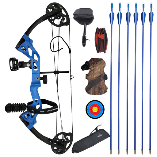 SAS Hero Junior Kid Youth Compound Bow Package 10-25 LBS Blue RH - Used