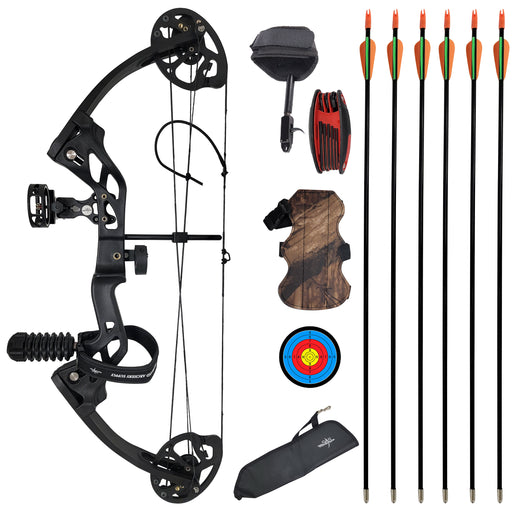 SAS Hero Junior Kid Youth Compound Bow Package 10-25 LBS Black LH - Used