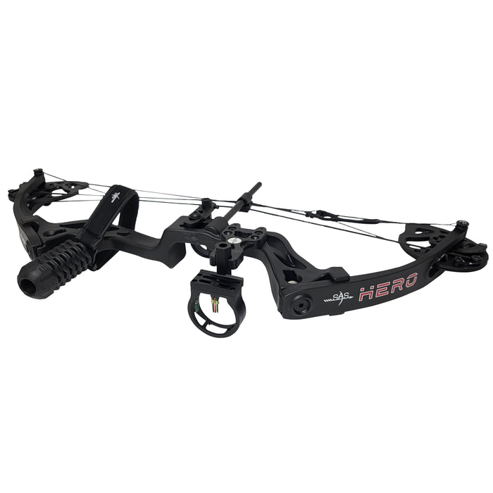 SAS Hero Junior Kid Youth Compound Bow Package 10-25 LBS Black LH - Used
