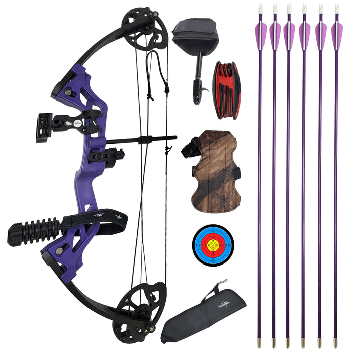 SAS Hero Junior Kid Youth Compound Bow Package 10-25 LBS Purple RH - Used