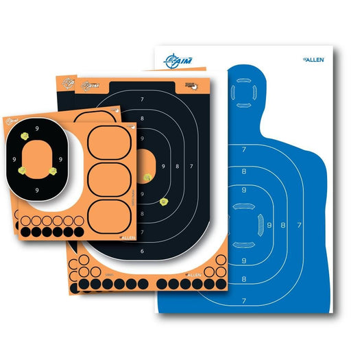 EZ Aim Splash Reactive Paper Shooting Targets - Blue/White & Black/Orange
