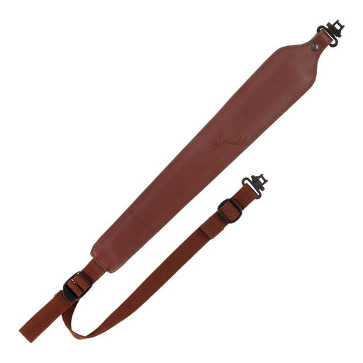 Allen Company Deer Head Padded Leather Rifle Sling with Swivels - Brown