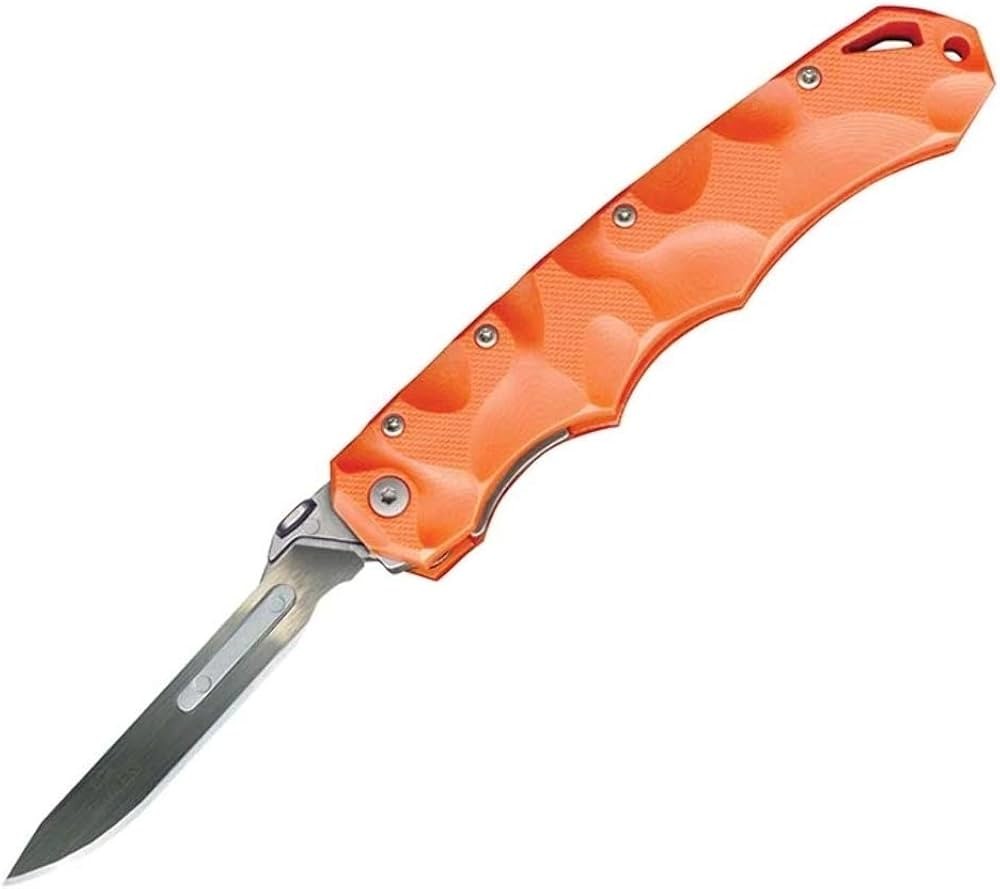 Havalon Black Stag Folding Knife Blaze Orange - 2.75" Plain Clip Point Blade