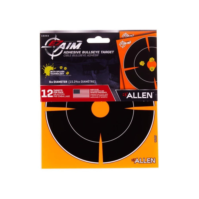 EZ Aim Adhesive Splash Reactive Paper Shooting Targets 6"W x 6"H - 12/Pack