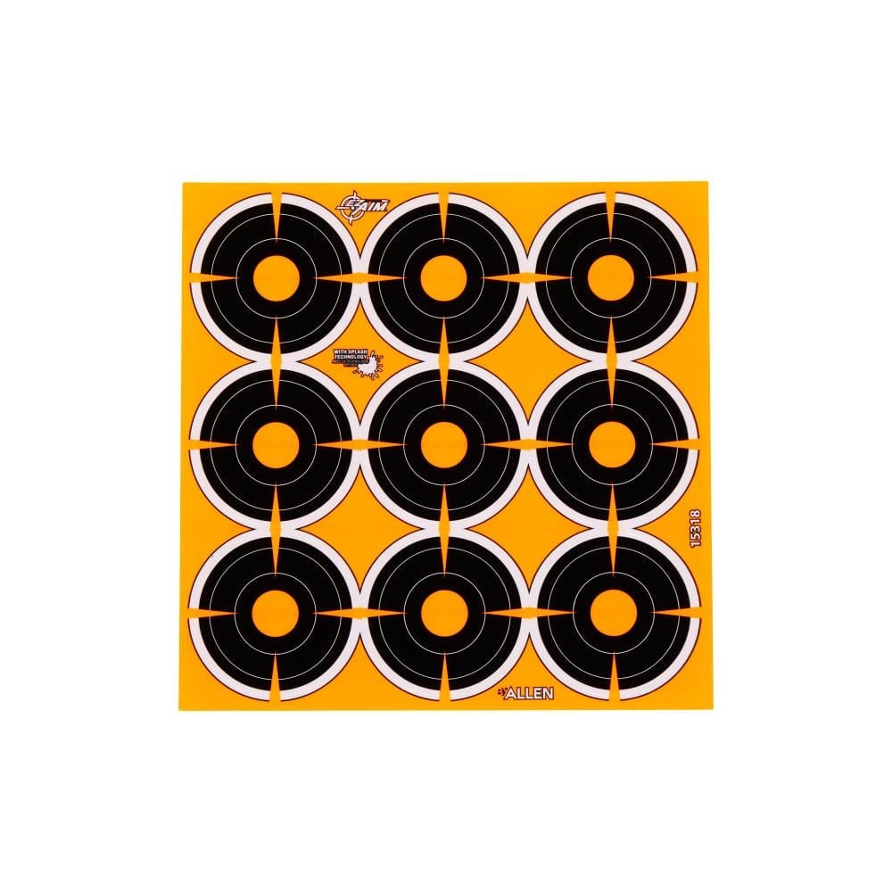 EZ Aim Adhesive Splash Reactive Paper Shooting Targets, 2" Bullseye - 12 Sheets