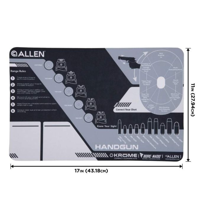 Allen Company Krome™ Handgun Shooting Range & Cleaning Mat - Black/Gray
