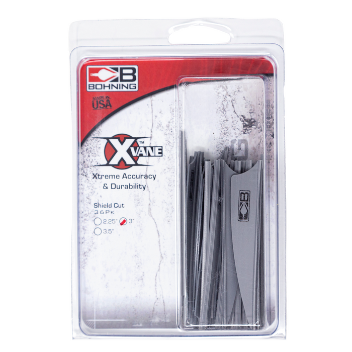 Bohning X Vane 3" Shield Cut 100/Pack - Black, Neon Yellow, or White