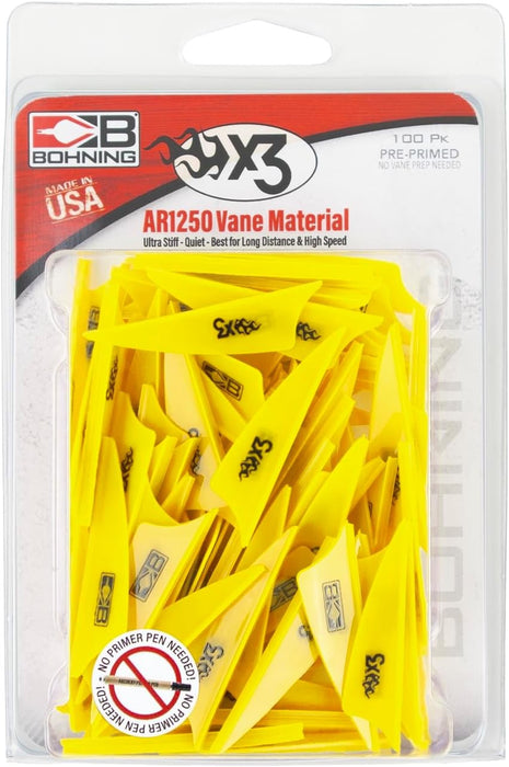 Bohning X3 Vanes 1.75" 100/Pack - Neon Green, Silver, or White