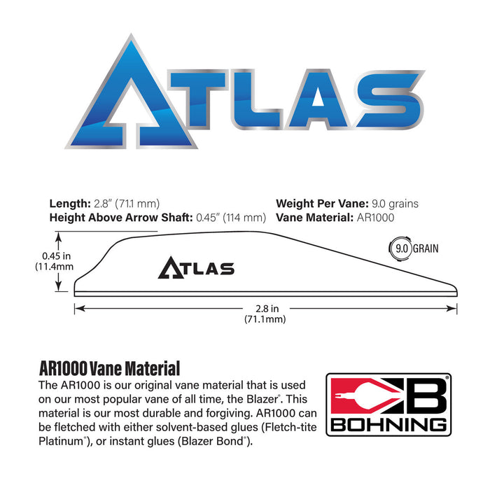 Bohning Atlas AR 1000 Vane 2.8" - 36/PK or 100/PK