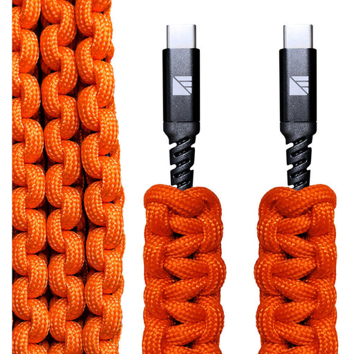 Dark Energy USB C to USB C Paracord Cable Durable Nylon Fiber Cover 18W - Orange