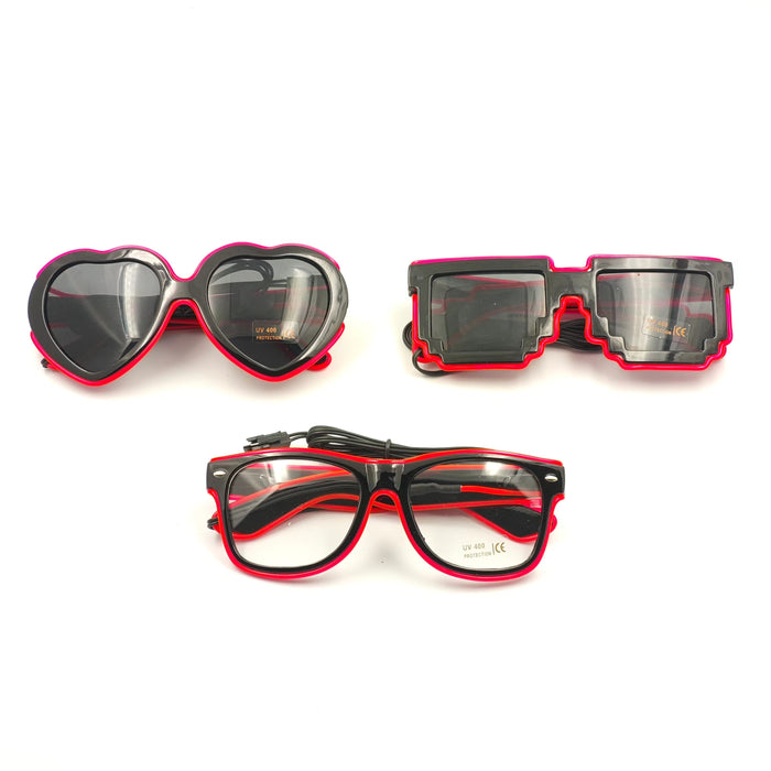 Luminous Glasses for Party Glow at Night Concert Cold Light Disco EDC - 3/Pack