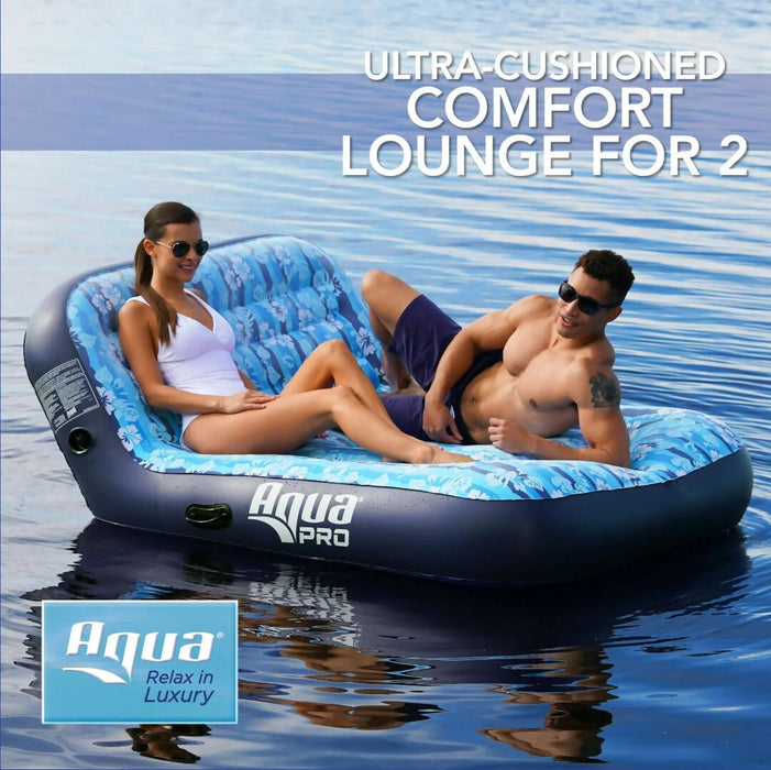 Aqua Leisure Adult Unisex Ultra-Cushioned Comfort Blue Pool Lounge Float for Two
