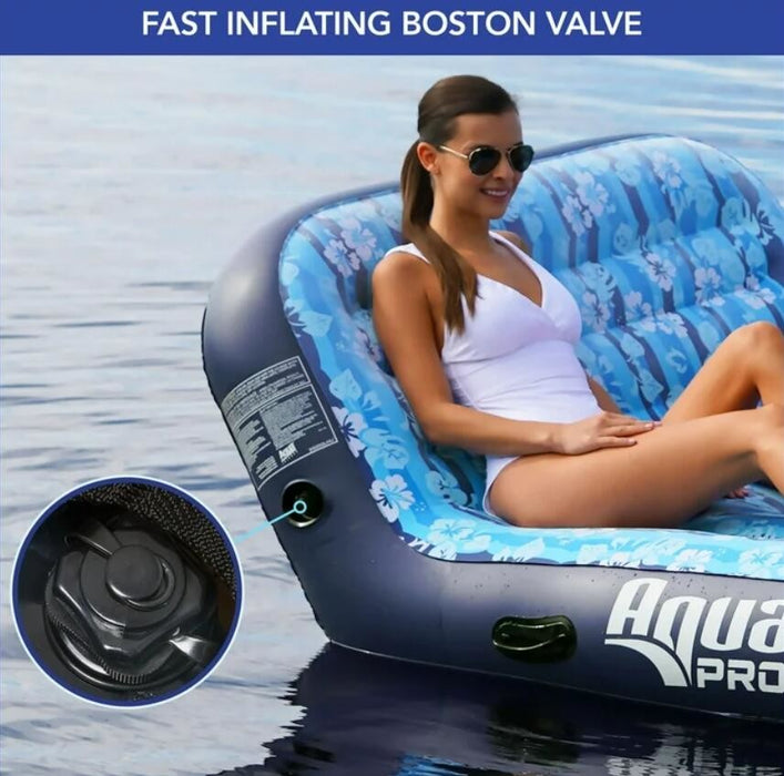 Aqua Leisure Adult Unisex Ultra-Cushioned Comfort Blue Pool Lounge Float for Two