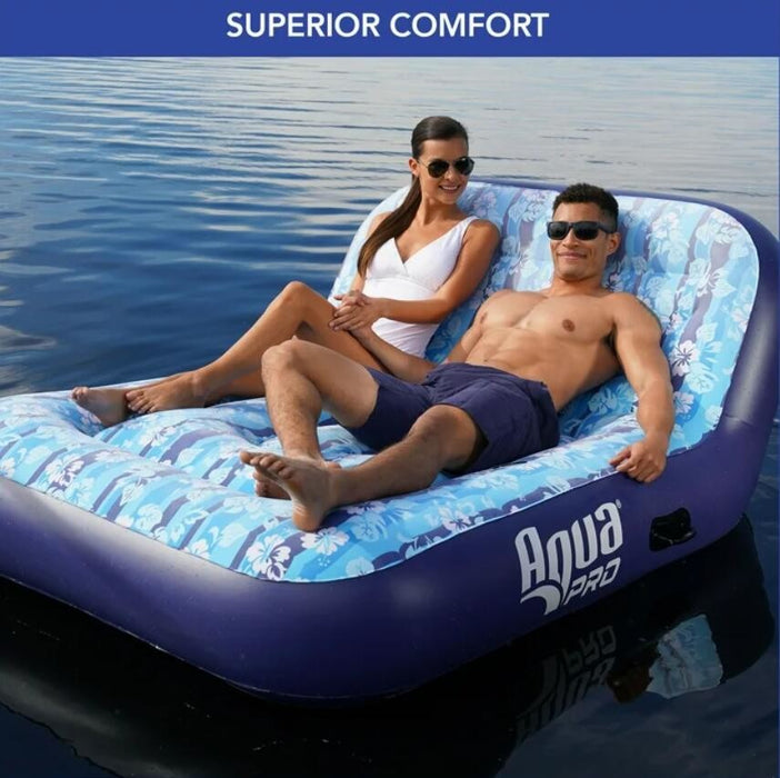 Aqua Leisure Adult Unisex Ultra-Cushioned Comfort Blue Pool Lounge Float for Two