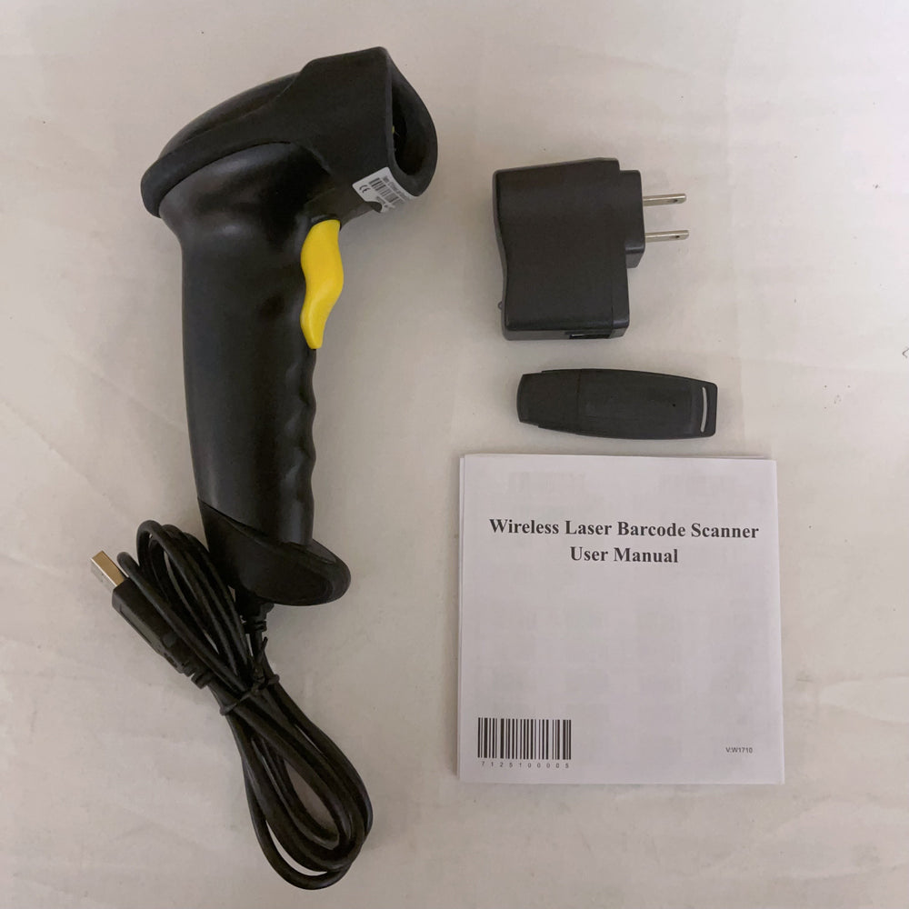USB Laser Barcode Scanner Wireless Handheld Bar Code Scanner Reader - Black