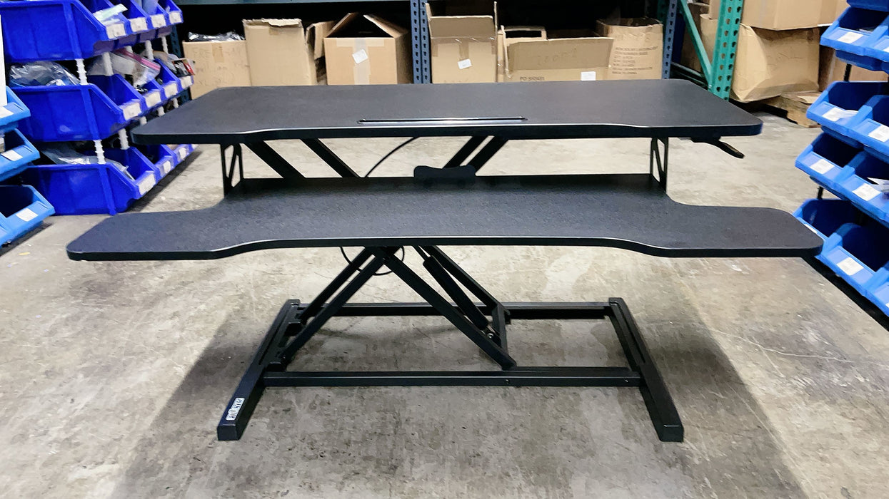 36in Standing Desk Converter Desk Riser for Dual Monitors w/ Keyboard Tray- Used
