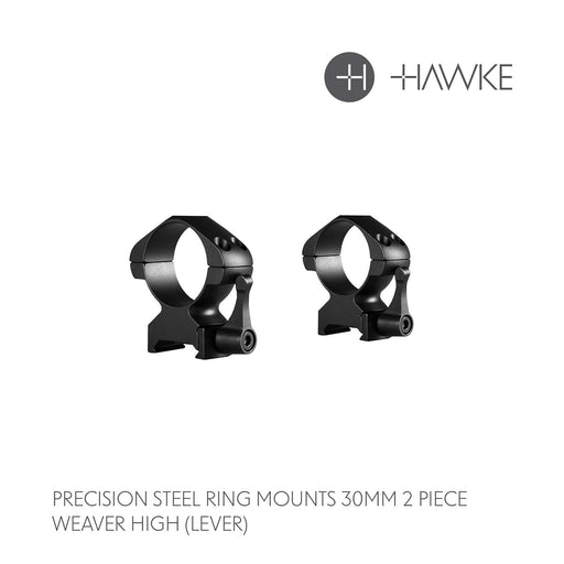 Hawke Sport Optics 30mm Precision Steel Rings Weaver High with Lever - 2 Piece