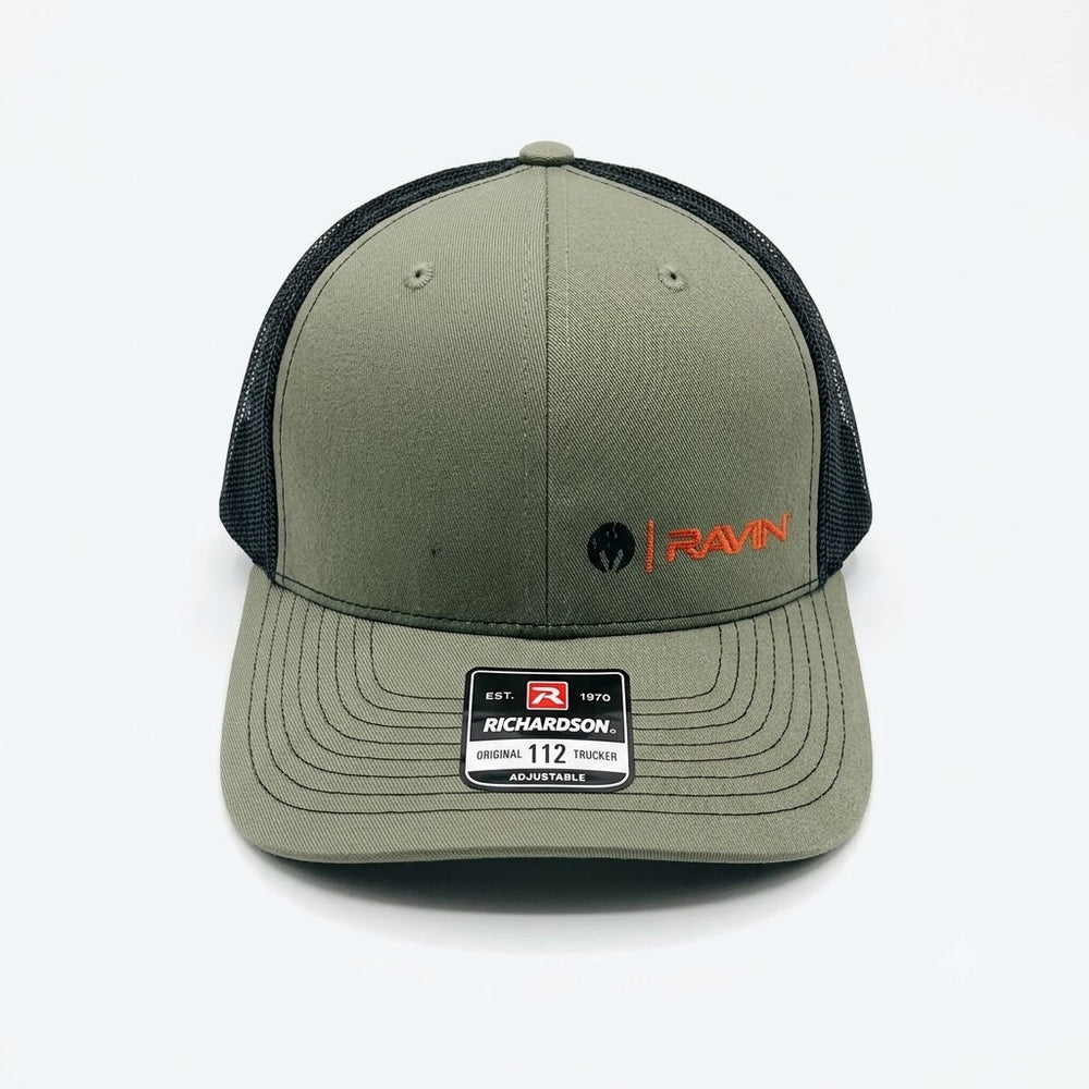 Ravin Logo Black HatRaven Hat Richardson 112 Trucker Cap - Olive, Black