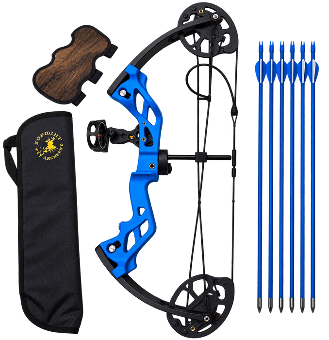 Topoint Archery M3 Junior Youth Compound Bow Package 10-29 LBS 17"-27" Blue RH