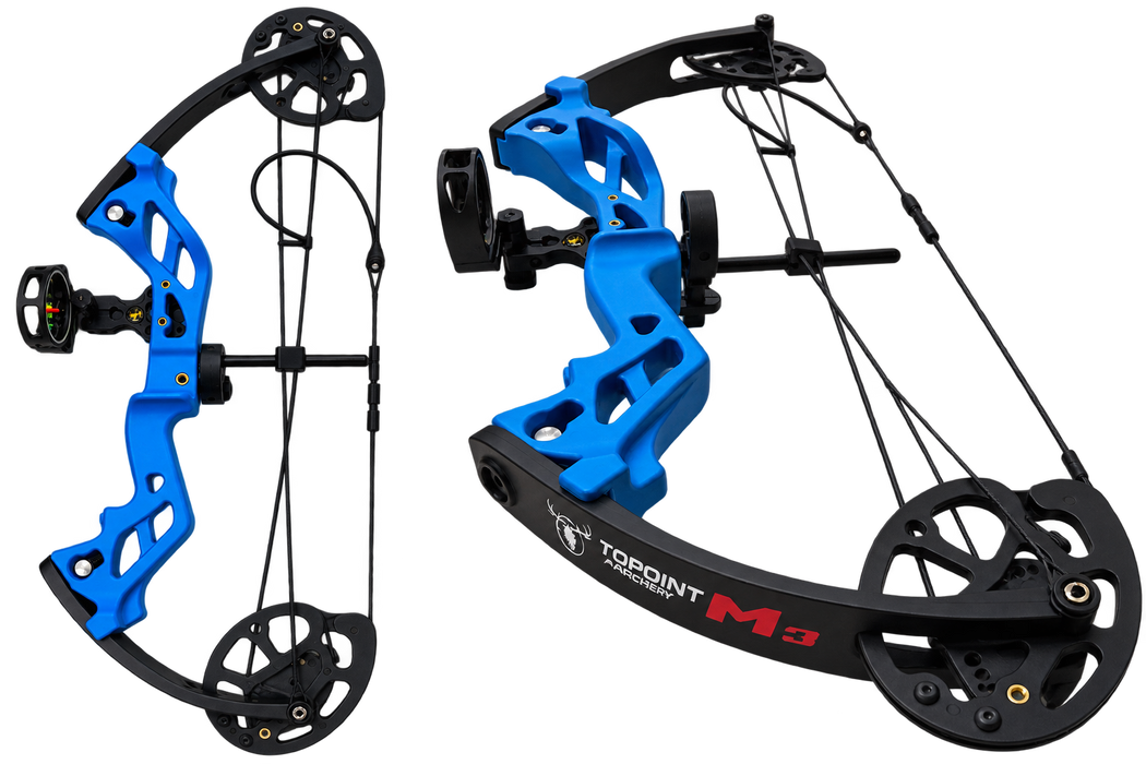 Topoint Archery M3 Junior Youth Compound Bow Package 10-29 LBS 17"-27" Blue RH