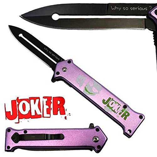 Joker Spring Assisted Opening Pocket Knife with Belt Clip Batman Dark Knight