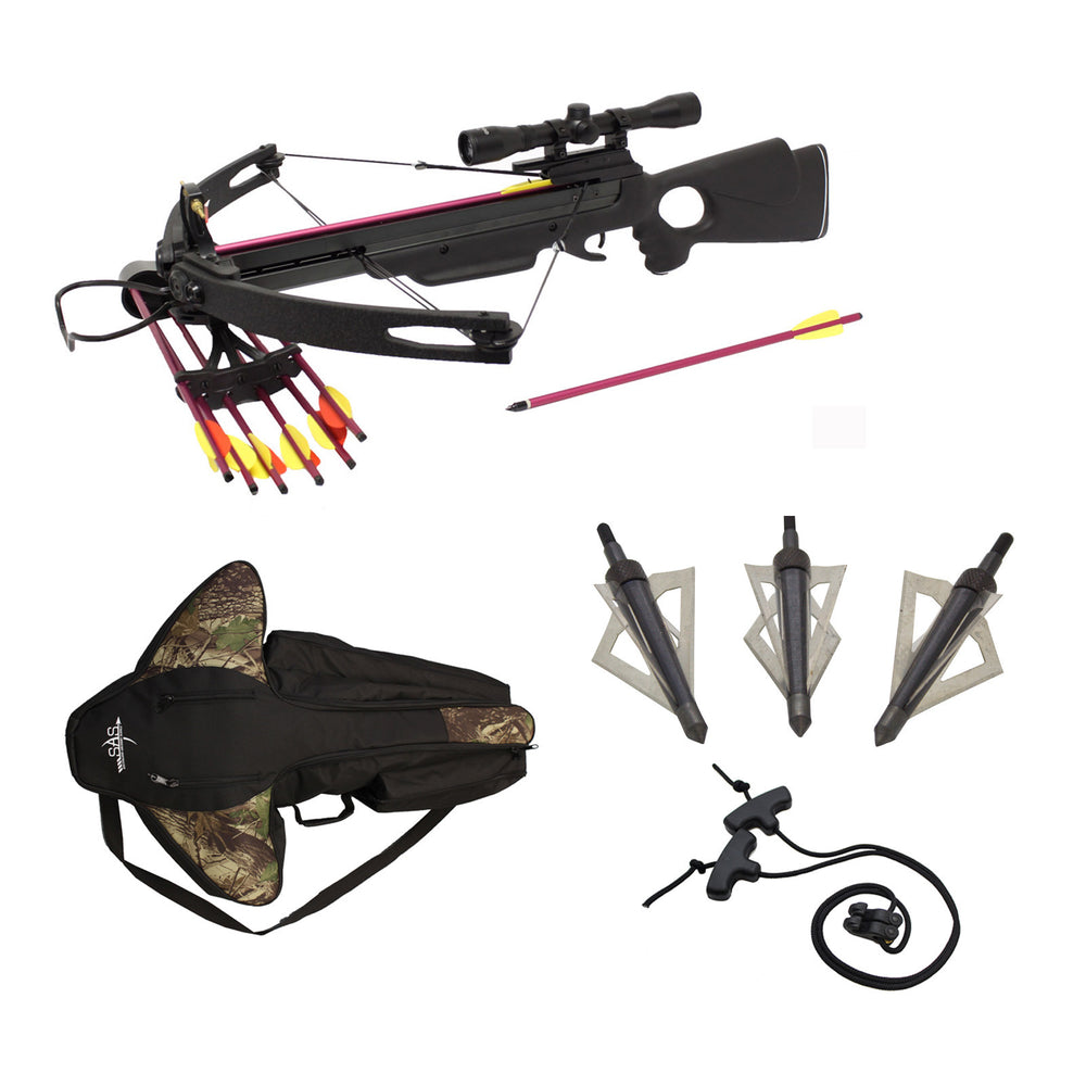 Spider 150 lb Black Compound Hunting Crossbow Elite Package w/ Bag Rope Cocking