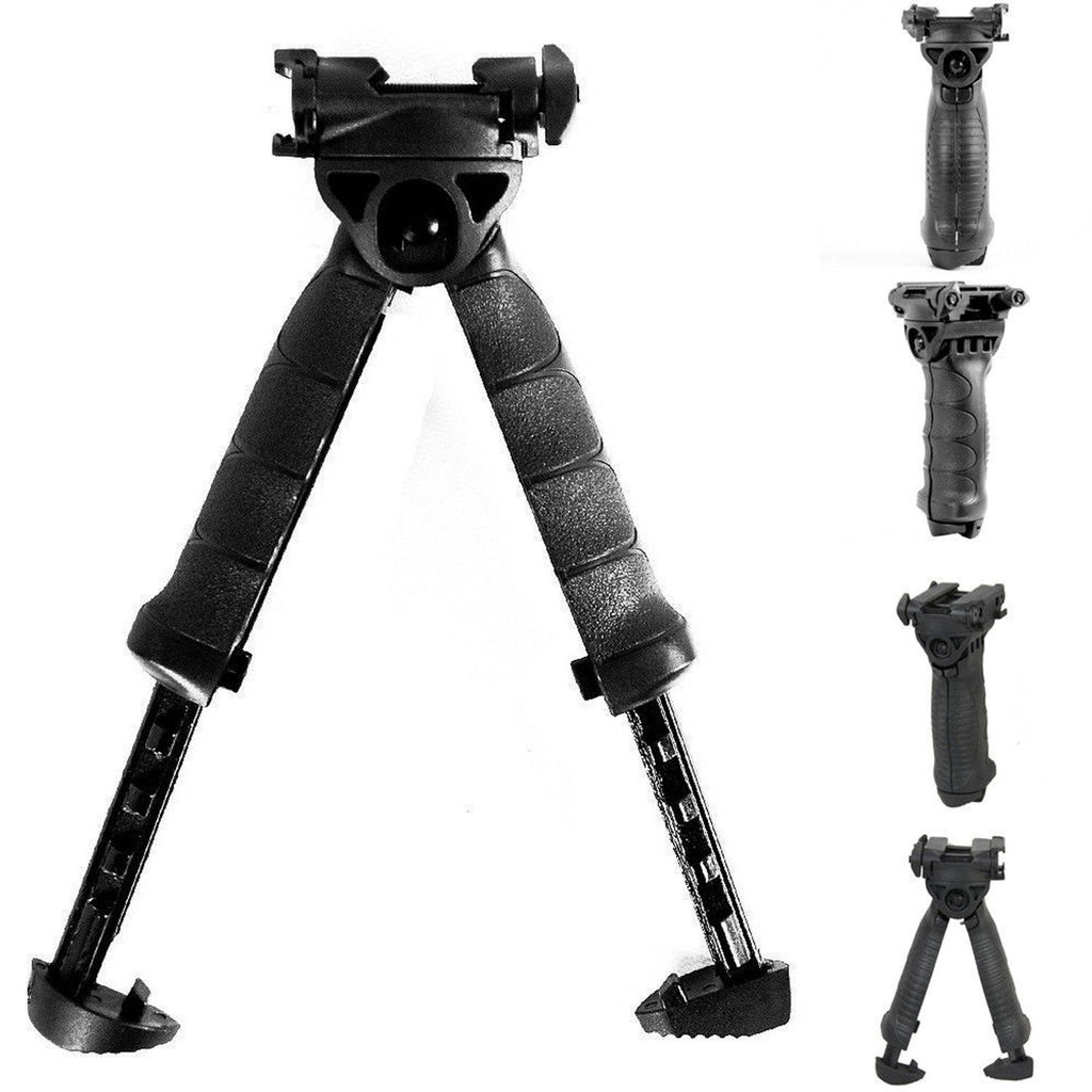 AIM GRIP BIPOD カーボンファイバー.スチール製 Tactical Rifle Foldable Foregrip Swivel Bipod — WoodsArcheryRange