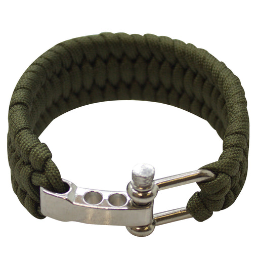 SAS Survival Paracord Bracelet 550lbs with Steel Shackle Buckle - Green