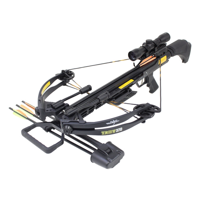 SAS Troy 370 Compound Crossbow 185 lbs 4x32 Scope Package - Free Rope Cocking