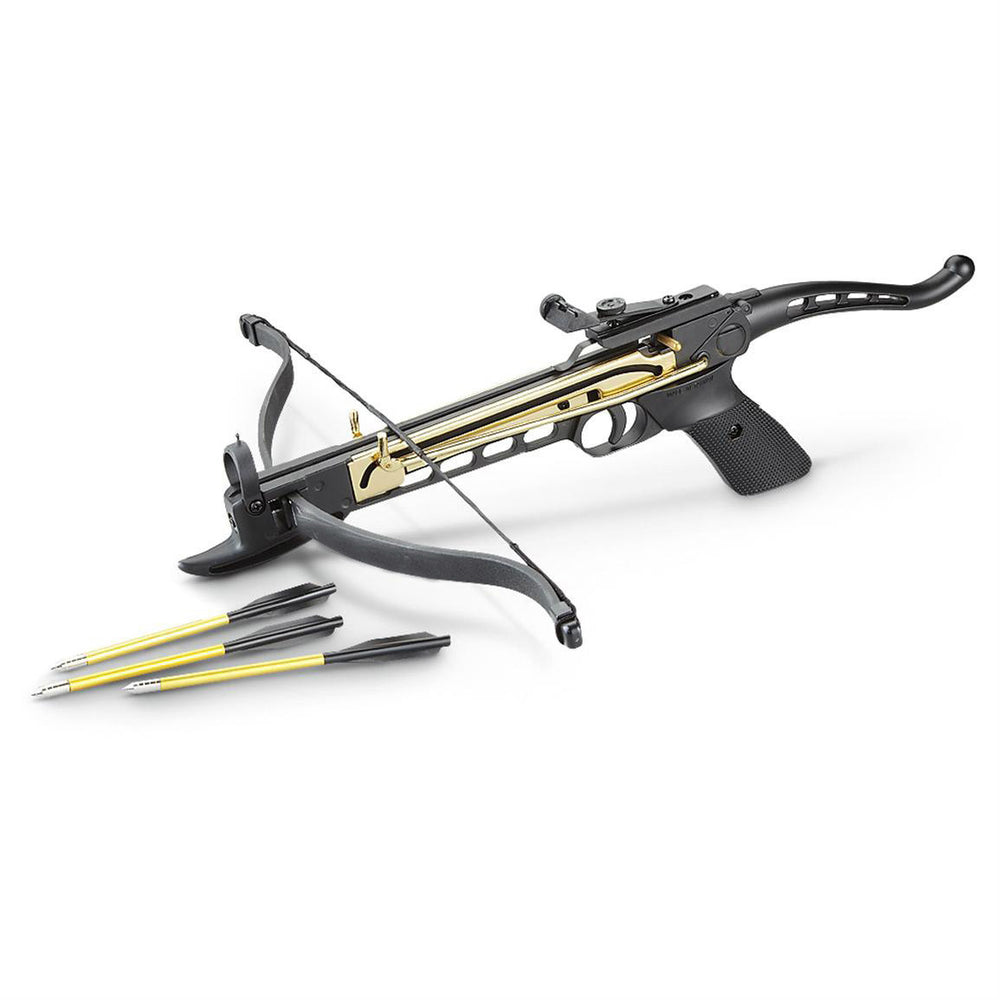 SAS Wrath 80# Aluminum Self-cocking Pistol Crossbow 27 Bolts + Extra String Open