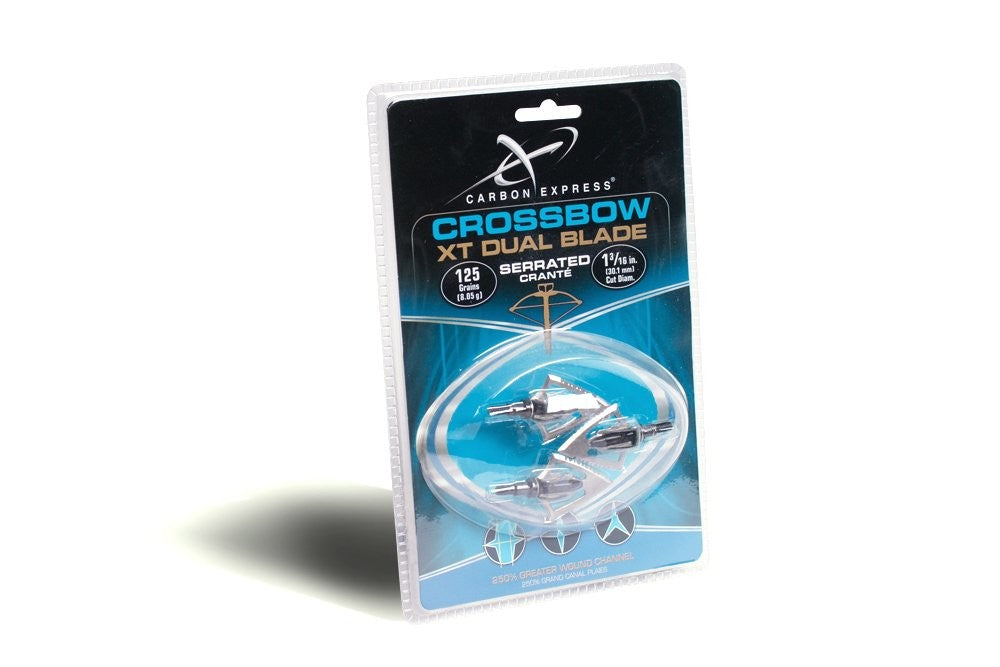 Carbon Express XT Dual Blade Serrated Crossbow Broadhead - 3/Pack